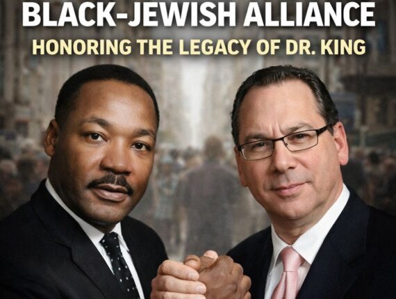 Dr. Martin Luther King Jr. and Rabbi Marc Schneier are depicted in a symbolic composite image reflecting the historic and evolving alliance between Black and Jewish communities, highlighted during Black History Month and explored in Schneier’s book Shared Dreams. (Image: Illustration/TheJ.Ca.)